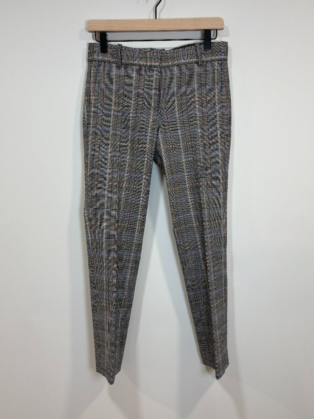 🌟 THEORY 🌟 STRETCH WOOL AUTUMN PLAID STRAIGHT LEG ANKLE TROUSER PANT SZ 0